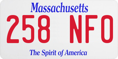 MA license plate 258NF0