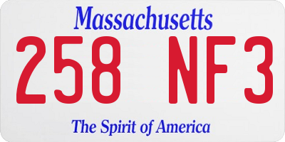 MA license plate 258NF3