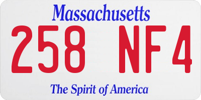 MA license plate 258NF4