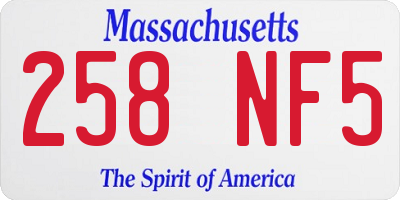 MA license plate 258NF5