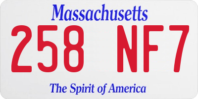 MA license plate 258NF7