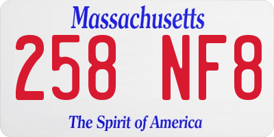 MA license plate 258NF8