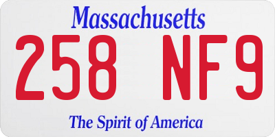 MA license plate 258NF9