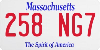 MA license plate 258NG7
