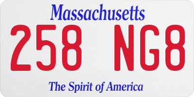 MA license plate 258NG8