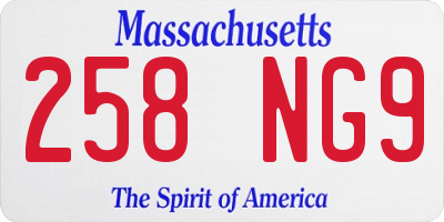 MA license plate 258NG9