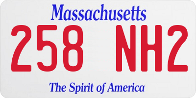 MA license plate 258NH2