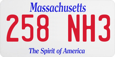 MA license plate 258NH3