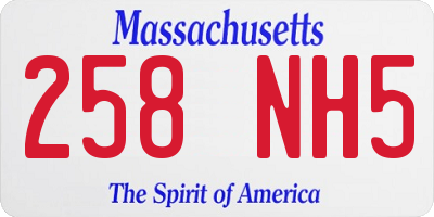 MA license plate 258NH5