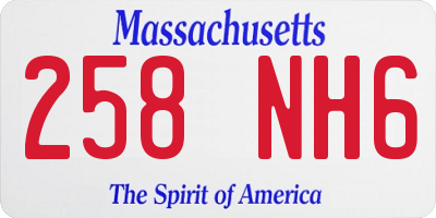 MA license plate 258NH6