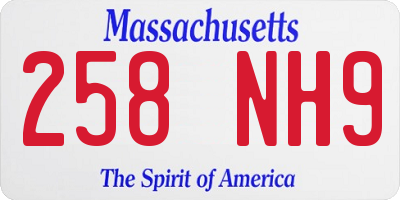 MA license plate 258NH9