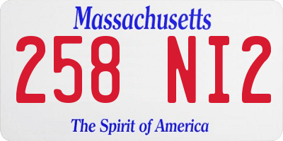 MA license plate 258NI2