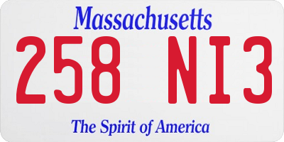 MA license plate 258NI3