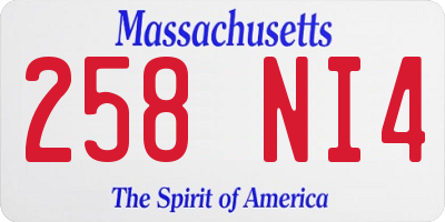 MA license plate 258NI4