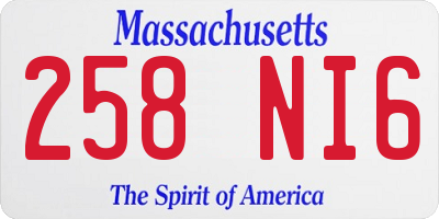 MA license plate 258NI6