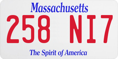 MA license plate 258NI7