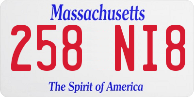 MA license plate 258NI8