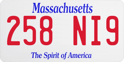 MA license plate 258NI9