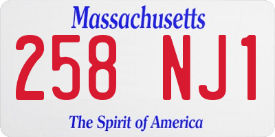 MA license plate 258NJ1