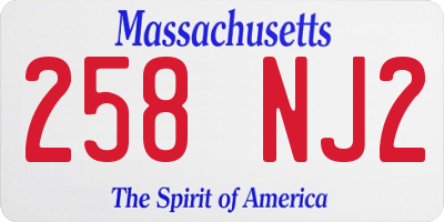 MA license plate 258NJ2
