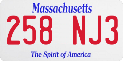 MA license plate 258NJ3
