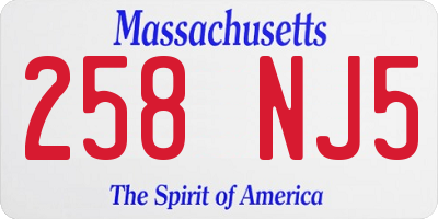 MA license plate 258NJ5