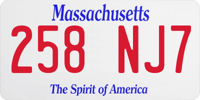 MA license plate 258NJ7