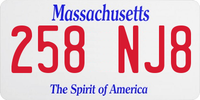 MA license plate 258NJ8