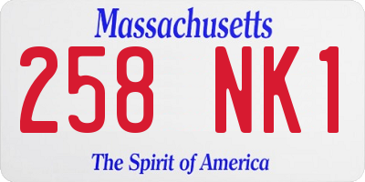 MA license plate 258NK1