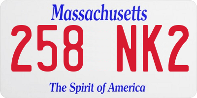 MA license plate 258NK2