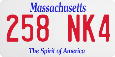 MA license plate 258NK4