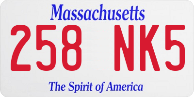 MA license plate 258NK5