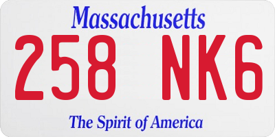 MA license plate 258NK6