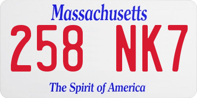 MA license plate 258NK7