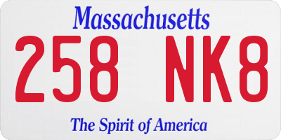 MA license plate 258NK8
