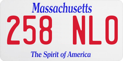 MA license plate 258NL0