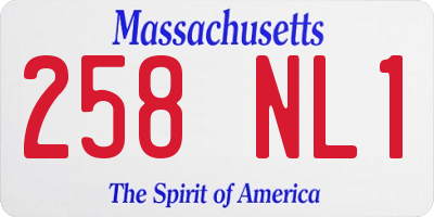 MA license plate 258NL1