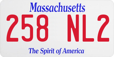MA license plate 258NL2