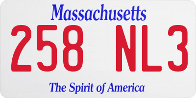 MA license plate 258NL3