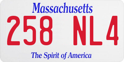 MA license plate 258NL4