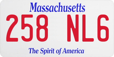 MA license plate 258NL6