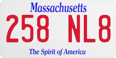 MA license plate 258NL8