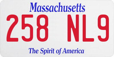 MA license plate 258NL9