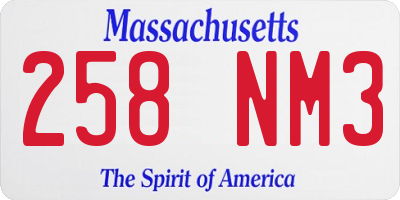 MA license plate 258NM3