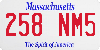 MA license plate 258NM5