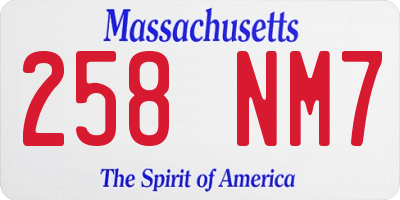 MA license plate 258NM7