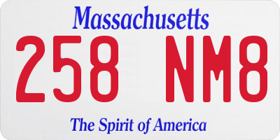 MA license plate 258NM8