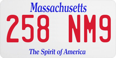 MA license plate 258NM9