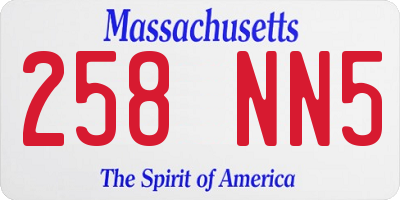 MA license plate 258NN5