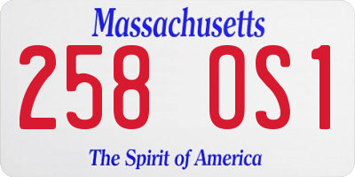 MA license plate 258OS1